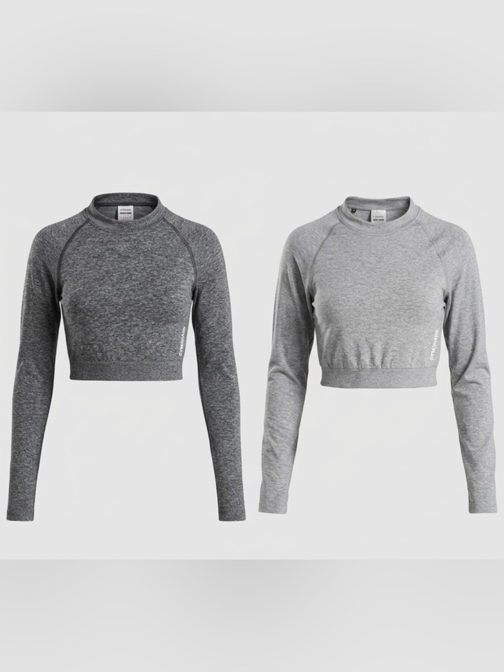 Lot of 2 Gymshark Heather Gray Long Sleeve Top & Charcoal Long Sleeve Crop top